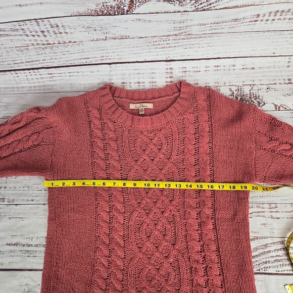 Love Tree Pink Chunky Cable Knit Sweater Sz M Fisherman Style Cozy Warm Gorpcore - Picture 7 of 9
